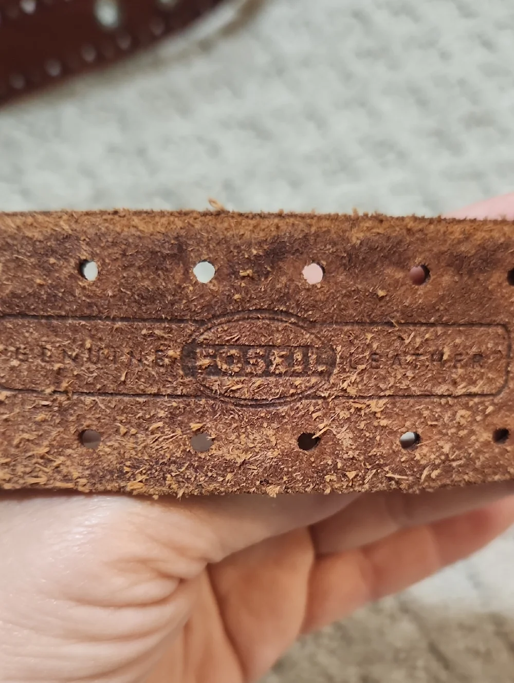 Fossil Brown Leather Studded Belt with Round Silver Buckle Size Medium